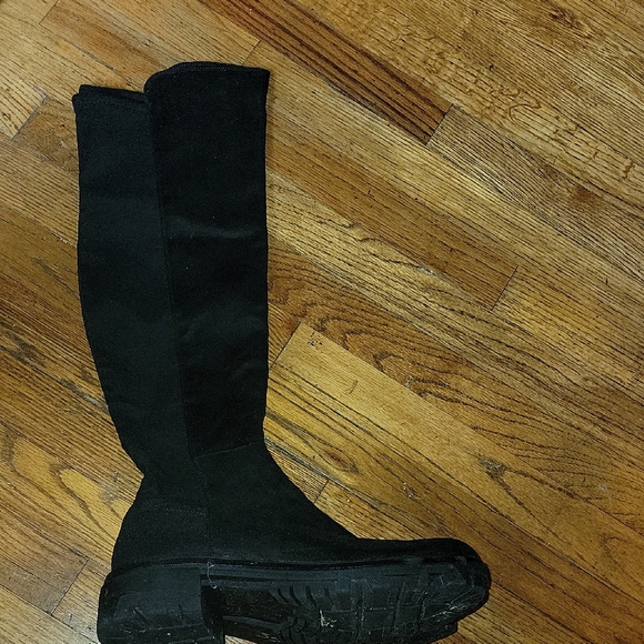 Black Suede Knee-High Boots - Picture 2 of 5